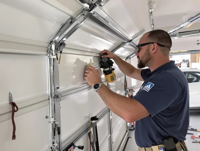 Canton Garage Door Repair technician quieting a noisy garage door in Canton