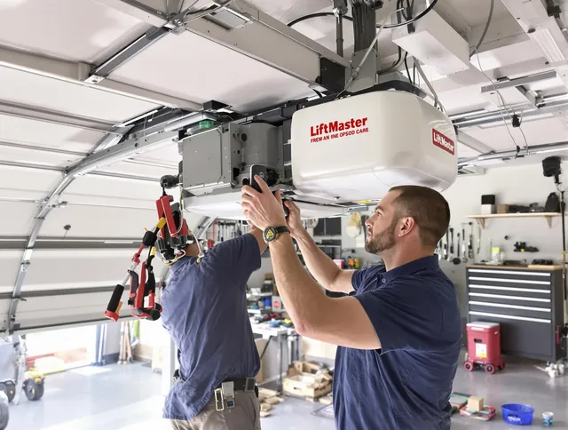 Canton Garage Door Repair technician performing advanced diagnostics on garage opener in Canton